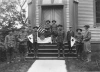Boy scouts on church steps, Williamsville, Vt.