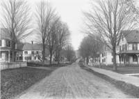 Road lined with houses, Townshend, Vt.