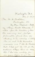 Justin Smith Morrill to Matthew H. Buckham, December 8, 1873