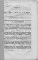 Speech of Mr. J. Collamer, of Vermont, on the annexation of Texas : delivered in             the house of Representatives, U.S., in Committee of the Whole, January 23,             1845.