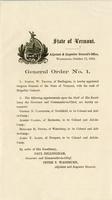 General order no. 1 ... Samuel W. Thayer, of Burlington, is                             hereby appointed Surgeon General of the State of Vermont, with the rank                             of Brigadier General