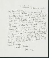 Warren R. Austin letter to Mrs. C.G. (Ann) Austin, November 25, 1940