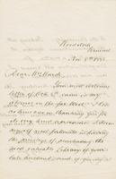 Letter from FREDERICK BILLINGS to CAROLINE CRANE MARSH, dated                             November 8, 1882.
