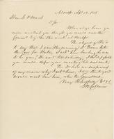 Letter from GEORGE W. COLLAMER to GEORGE PERKINS MARSH, dated                             April 13, 1858.