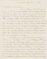 Letter from SPENCER FULLERTON BAIRD to GEORGE PERKINS MARSH,                             dated February 18, 1871.