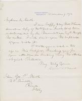 Letter from SPENCER FULLERTON BAIRD to GEORGE PERKINS MARSH,                             dated November 9, 1874.