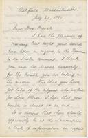 Letter from CHARLES ELIOT NORTON to CAROLINE CRANE MARSH, dated                             July 27, 1881.