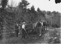 Williamsville town road crew with wagon, Williamsville, Vt.