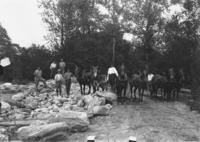 Road builders using horses and stone boats, Williamsville, Vt.
