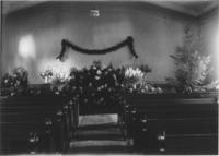 Church interior, possibly set up for wedding or funeral, Williamsville, Vt.