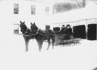 Man and woman in a horse drawn sleigh, Williamsville, Vt.