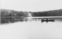 Two men in a canoe on South Pond, Marlboro, Vt.