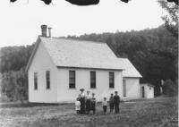 Schoolhouse with teacher and school children out front, Wardsboro, Vt.