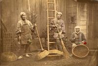 Three basket weavers at work
