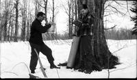 Student workers conducting experiments in the sugar bush